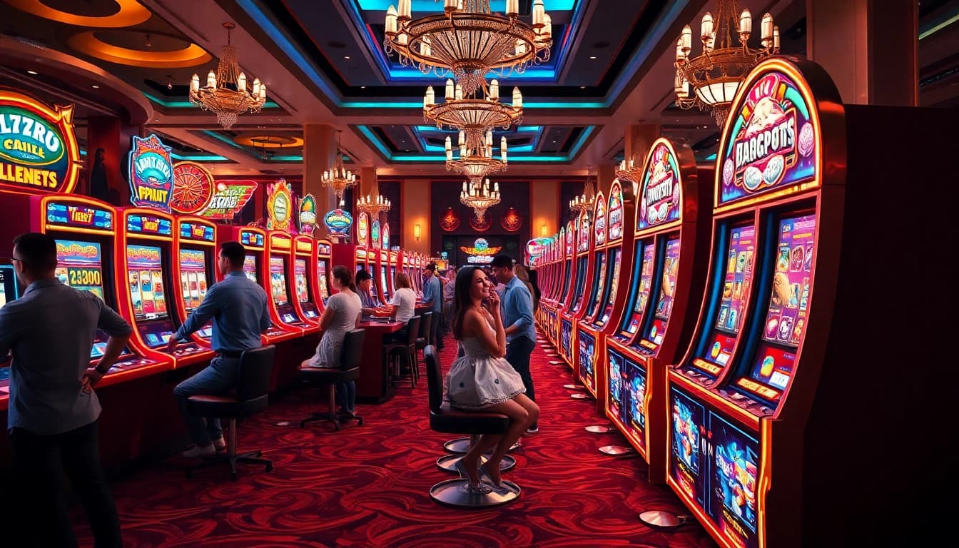 Engaged players enjoying vibrant slot games at pen4d casino.