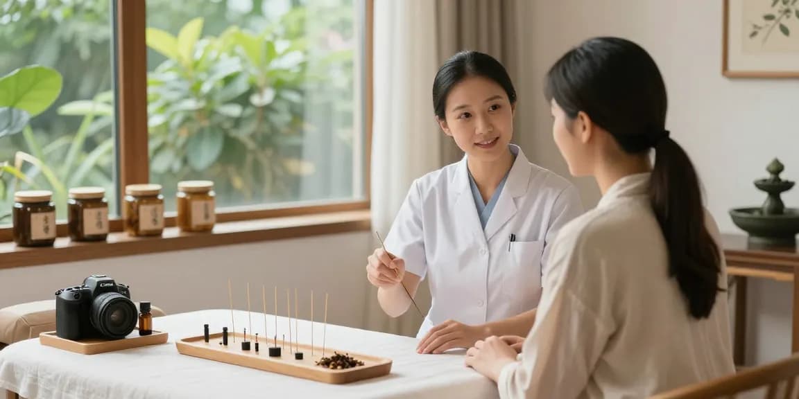 Consultation at 수원한의원 with a professional practitioner in a serene clinic.