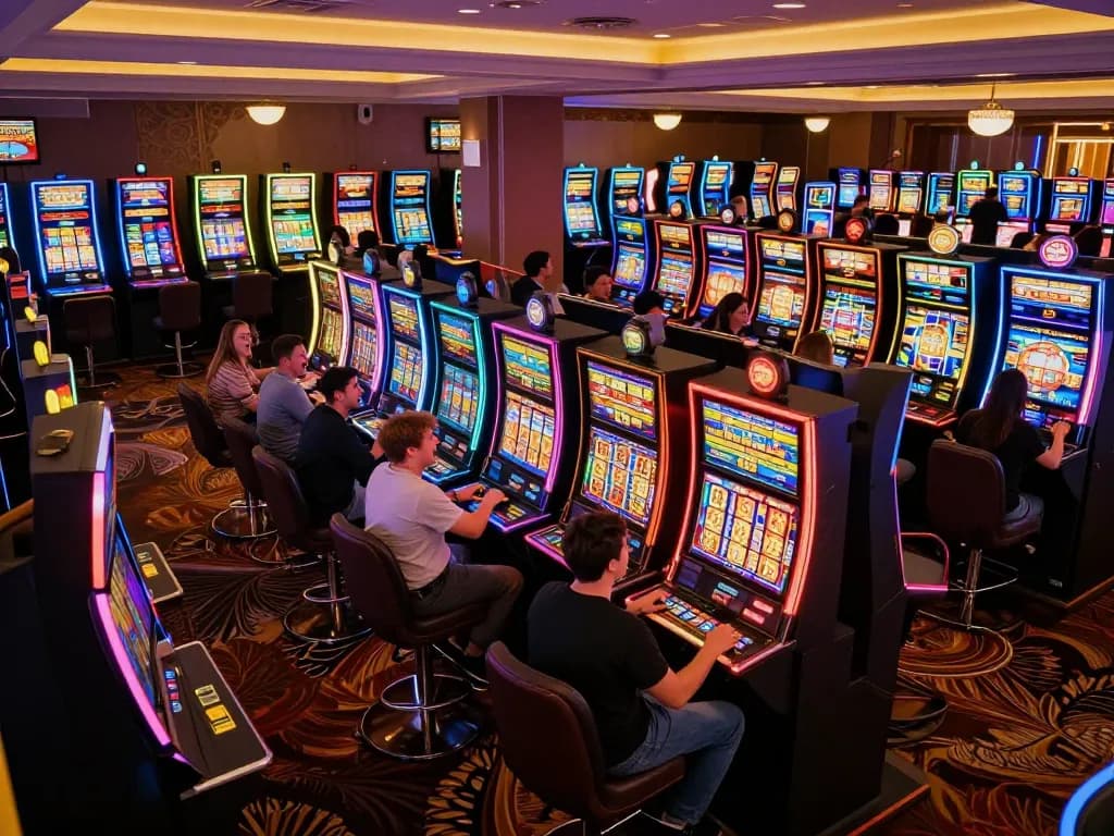 Celebrating a slot bonus win with excitement among friends at a vibrant casino game