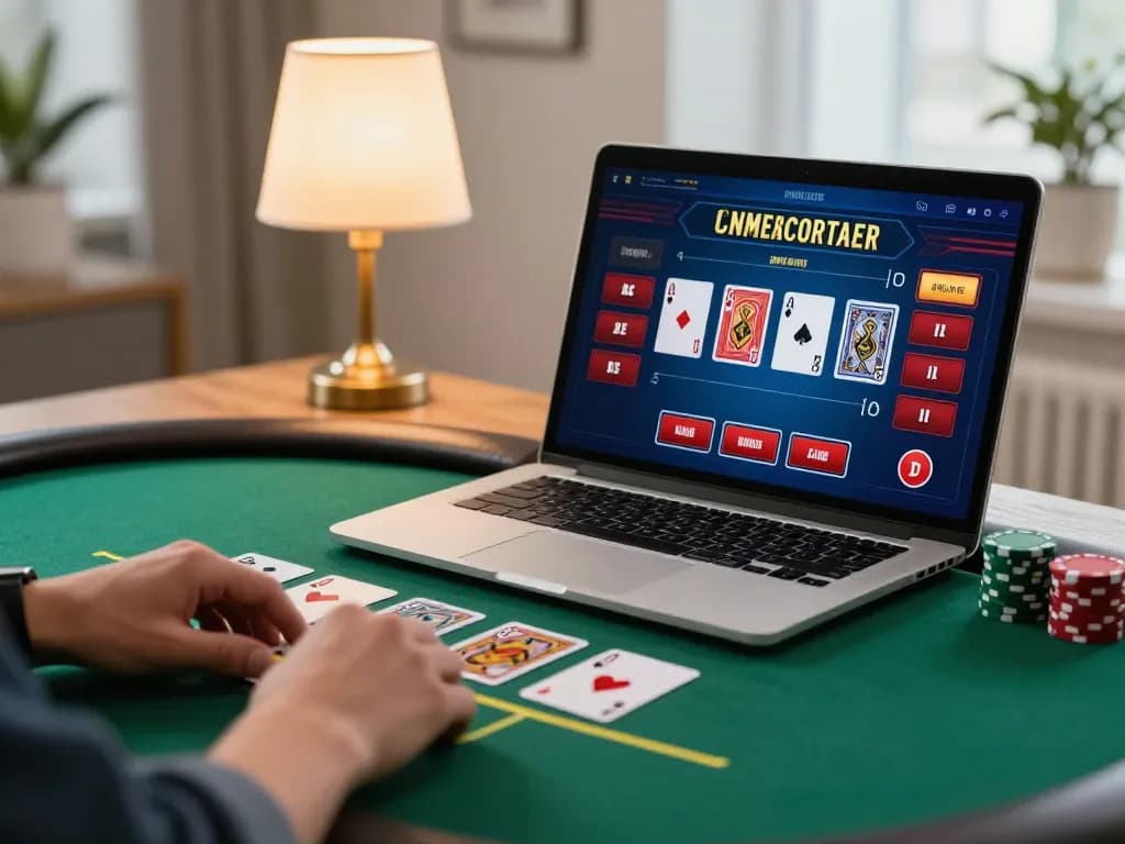 Engaging in live dealer blackjack on 388bet, showcasing strategic online gameplay and comfortable home setting.