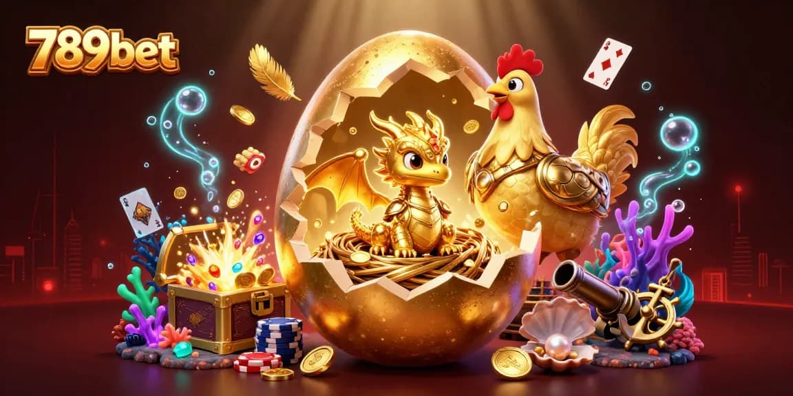 Experience thrilling 789bet gaming with a baby dragon and poker-themed treasure.