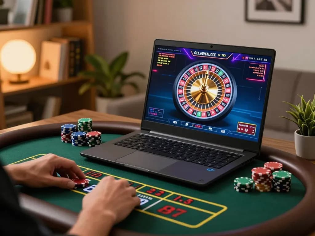 Engaging online casino action at keonhacai featuring live dealer roulette interface in modern setup.
