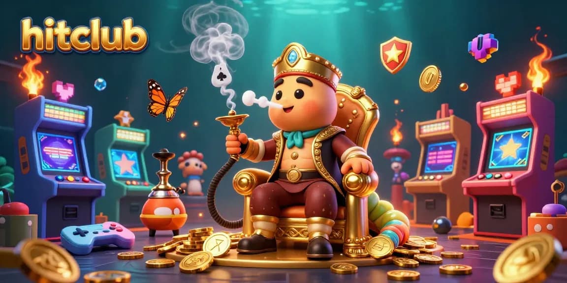 Hitclub captivates with a vibrant underwater casino scene featuring a hookah-master caterpillar amidst gaming machines.