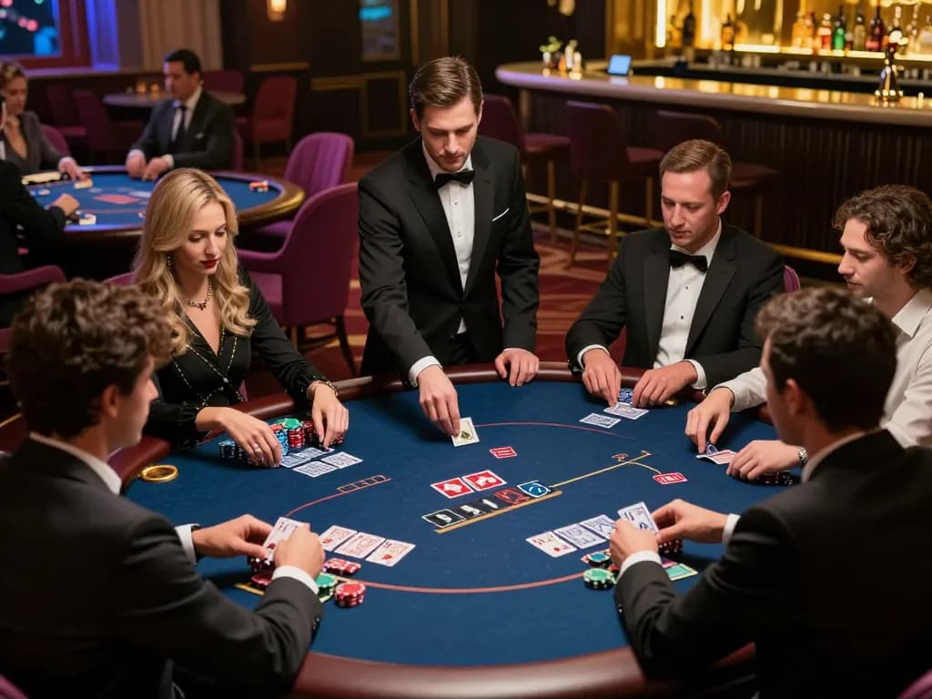 Watch players engage in intense poker strategy within a luxurious casino atmosphere at https://s8inc.com/.