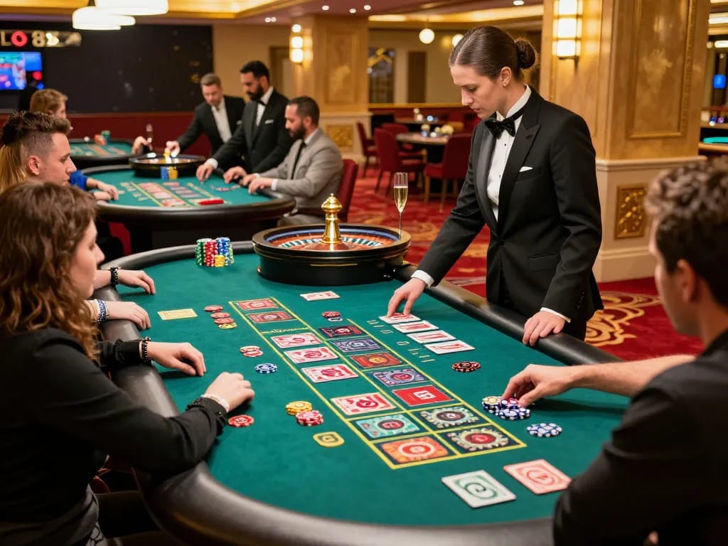 Players engage in thrilling roulette gameplay at fly88 casino, colorful chips and bets visible.