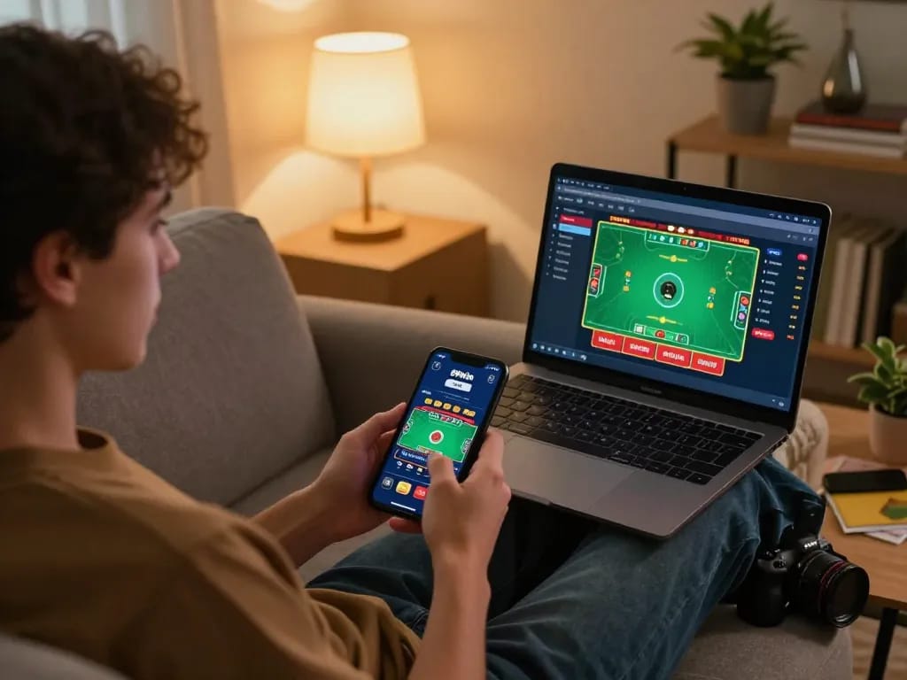 Engaging with 99win on mobile for strategic betting during an online gaming session.