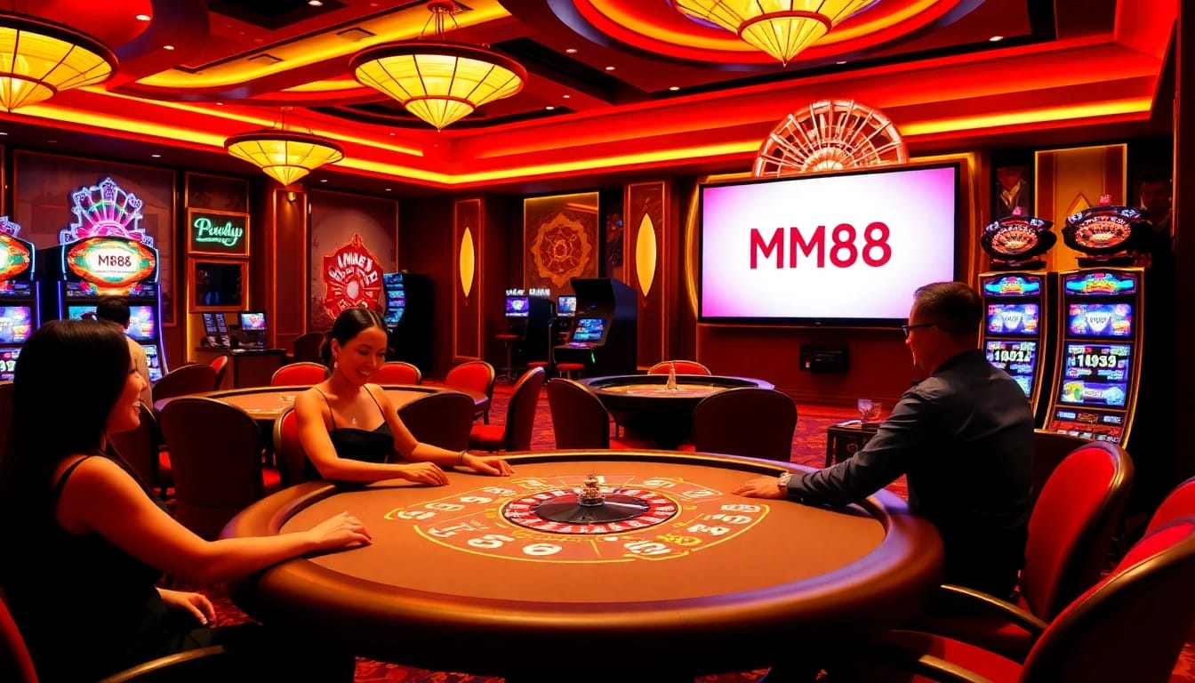 Players enjoying an exciting MM88 KJC casino gaming experience at elegant tables.