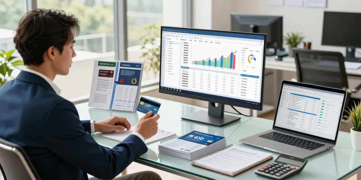 Professional financial advisor analyzing 신용카드현금화 trends in a modern office.