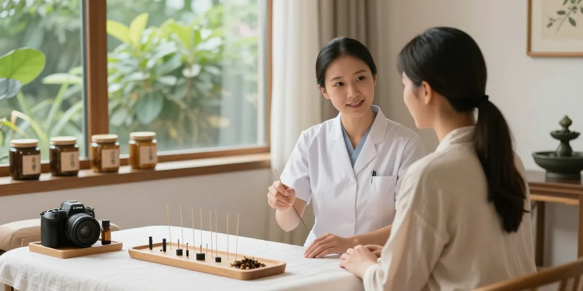 Consultation at 수원한의원 with a professional practitioner in a serene clinic.