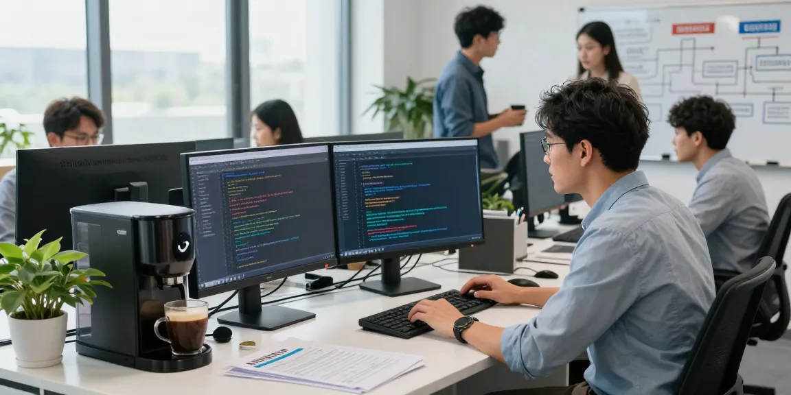 Tech professional analyzing security protocols at https://shs-dome5.com/ in modern office environment