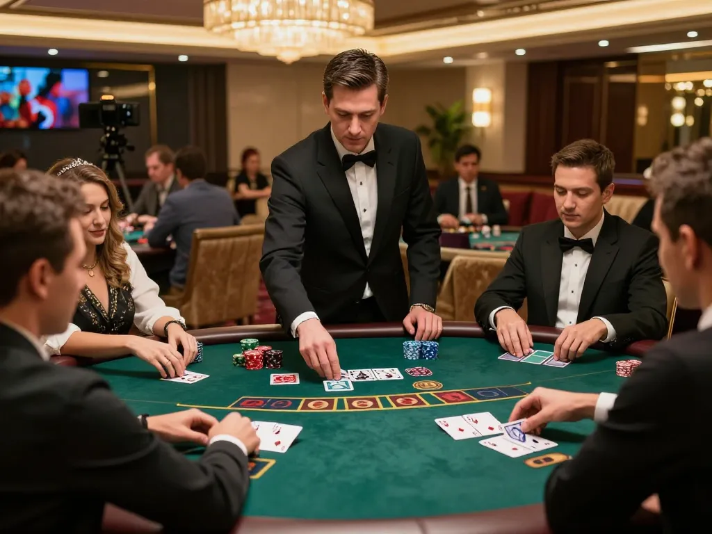 Players placing bets and strategizing in a blackjack game at bj886 casino, showcasing high-stakes action.