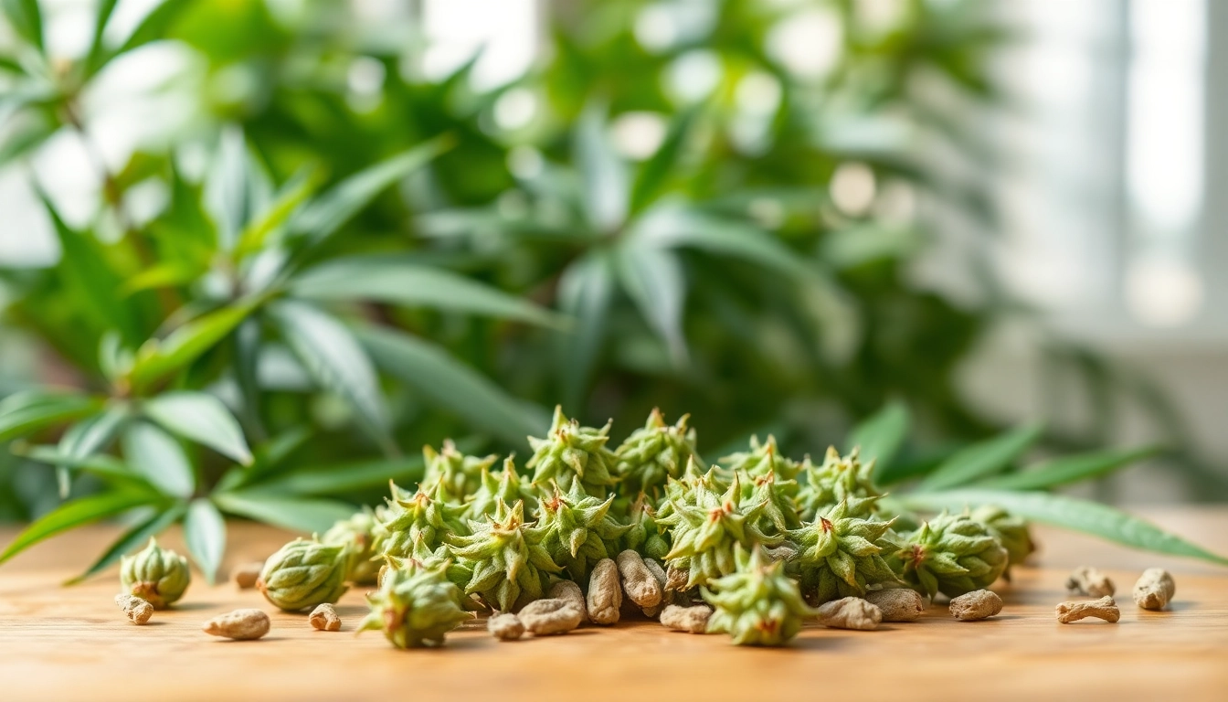 Pequeños brotes de CBD, resaltando su frescura y calidad en un entorno natural.