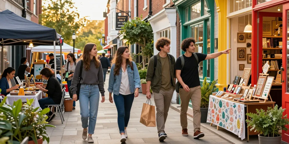 Engaging urban shopping scene showcasing local shops at https://forumup.org/shop/search.php?ca_id=&addr1=&addr2=&addr3=&schKeyword= with diverse friends exploring markets.
