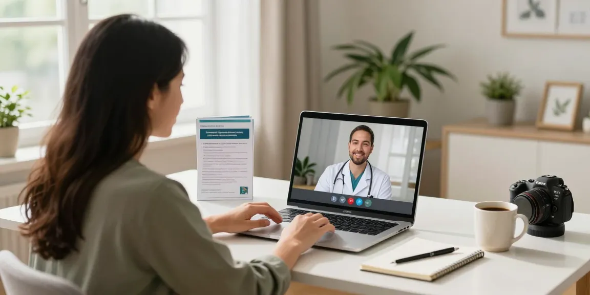 Consultation for a medical marijuana card online in a cozy home office.
