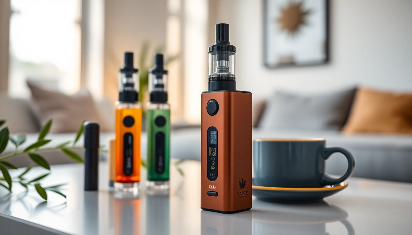 Experience vibrant CBD Vape device amidst stylish surroundings, highlighting its modern design and lifestyle appeal.