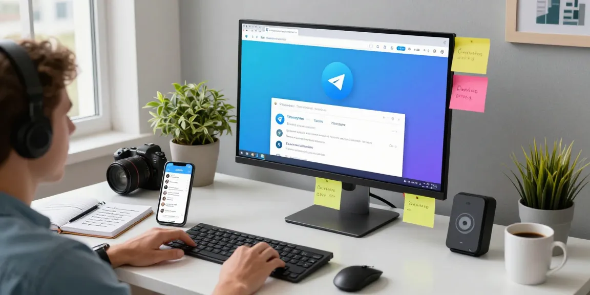 Accessing Telegram Web Version on a modern desktop setup, illustrating efficient digital communication.