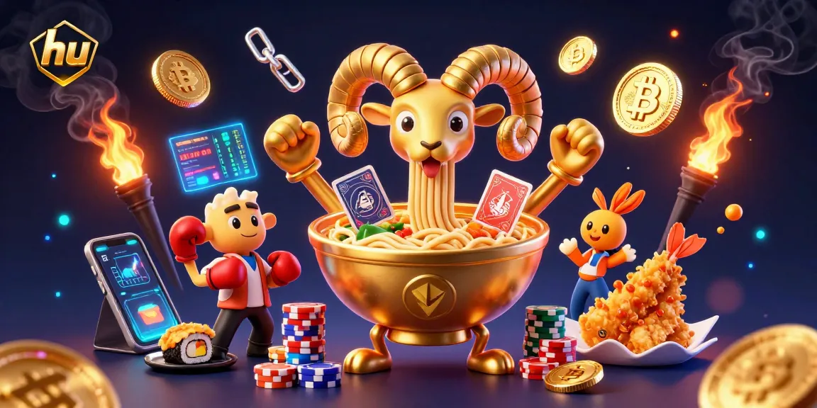 Engage with hu's exciting gameplay featuring a vibrant casino scene with dynamic characters and crypto elements.