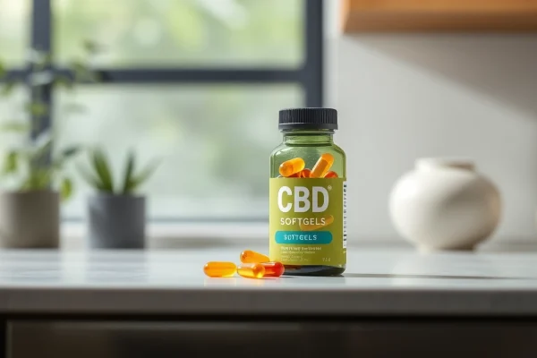 Showcase premium CBD softgels in a natural setting, emphasizing quality and health benefits.