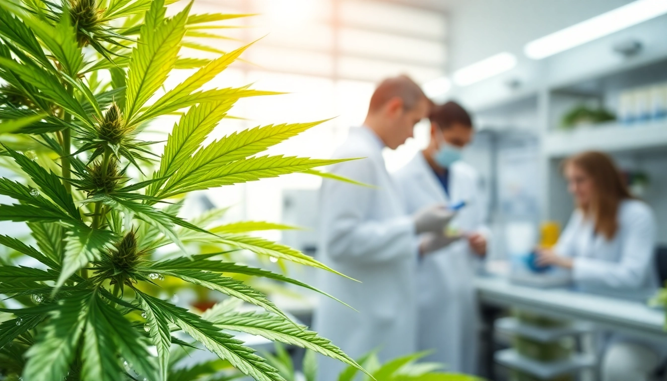 Researching CBD benefits and properties in a bright lab environment.