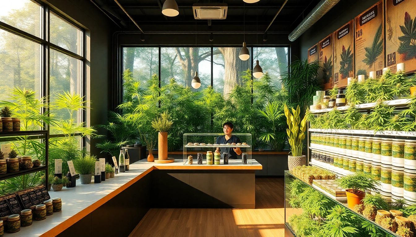 Visit the weed store featuring vibrant displays and welcoming staff for cannabis shopping.