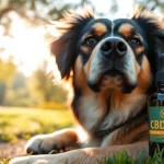 Showcase CBD For Pet with a tranquil dog enjoying a sunny outdoor setting.