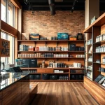 Browse diverse products in a vape store filled with organized shelves and natural light.