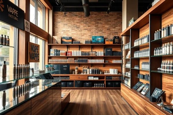 Browse diverse products in a vape store filled with organized shelves and natural light.