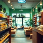 Explore the vibrant atmosphere of a Weed Store with premium cannabis products on display.