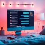 Engaging sexting AI conversation interface in a cozy digital environment