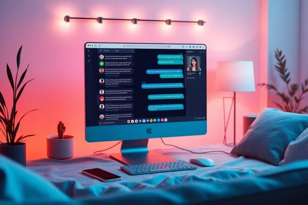 Engaging sexting AI conversation interface in a cozy digital environment