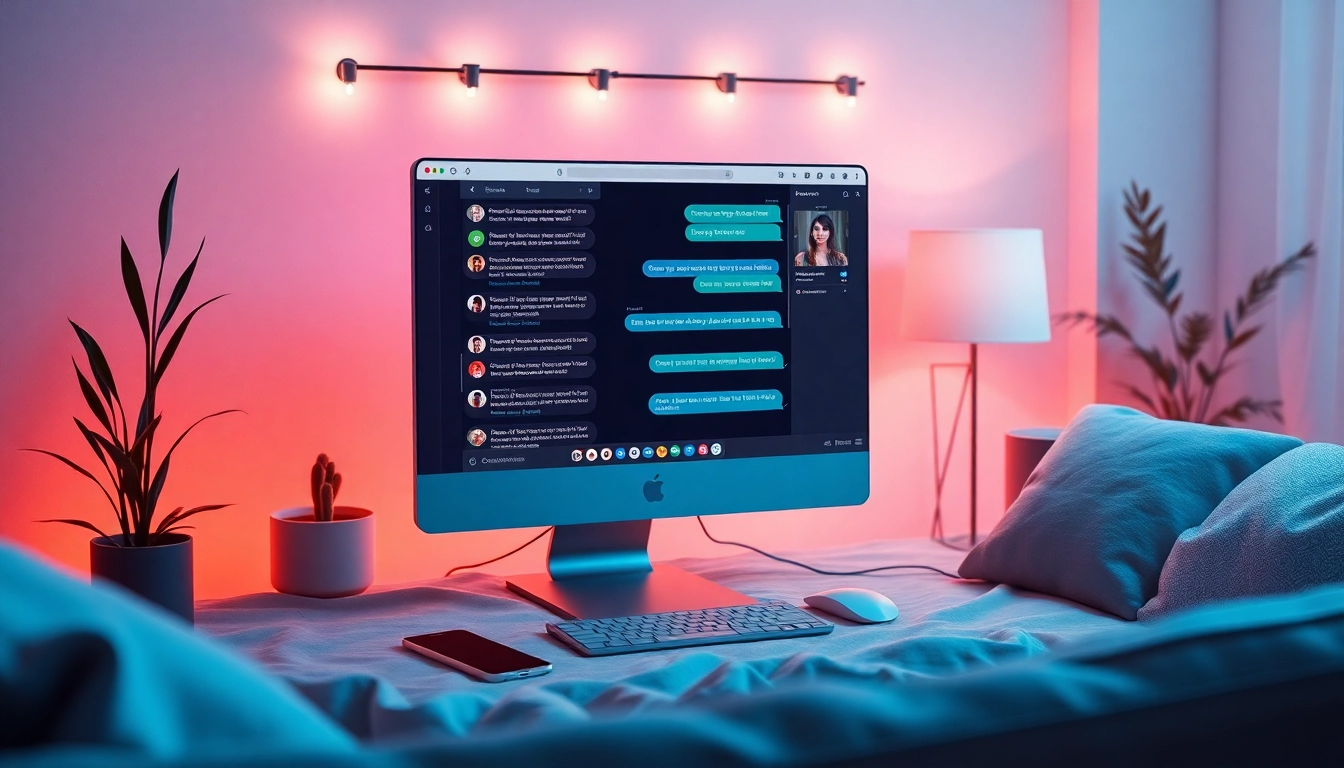 Engaging sexting AI conversation interface in a cozy digital environment