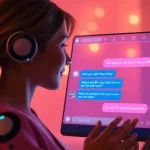 Engaging sex ai chat interface with AI character messages, creating an inviting atmosphere.