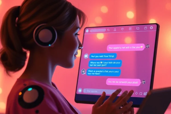 Engaging sex ai chat interface with AI character messages, creating an inviting atmosphere.