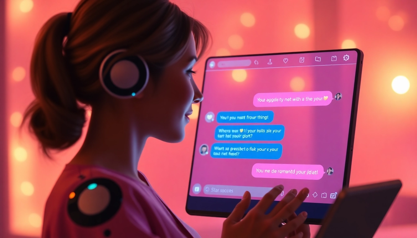 Engaging sex ai chat interface with AI character messages, creating an inviting atmosphere.