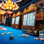 Engage with Mahjong Ways 2 slot machine in a vibrant casino setting with poker chips and cards.