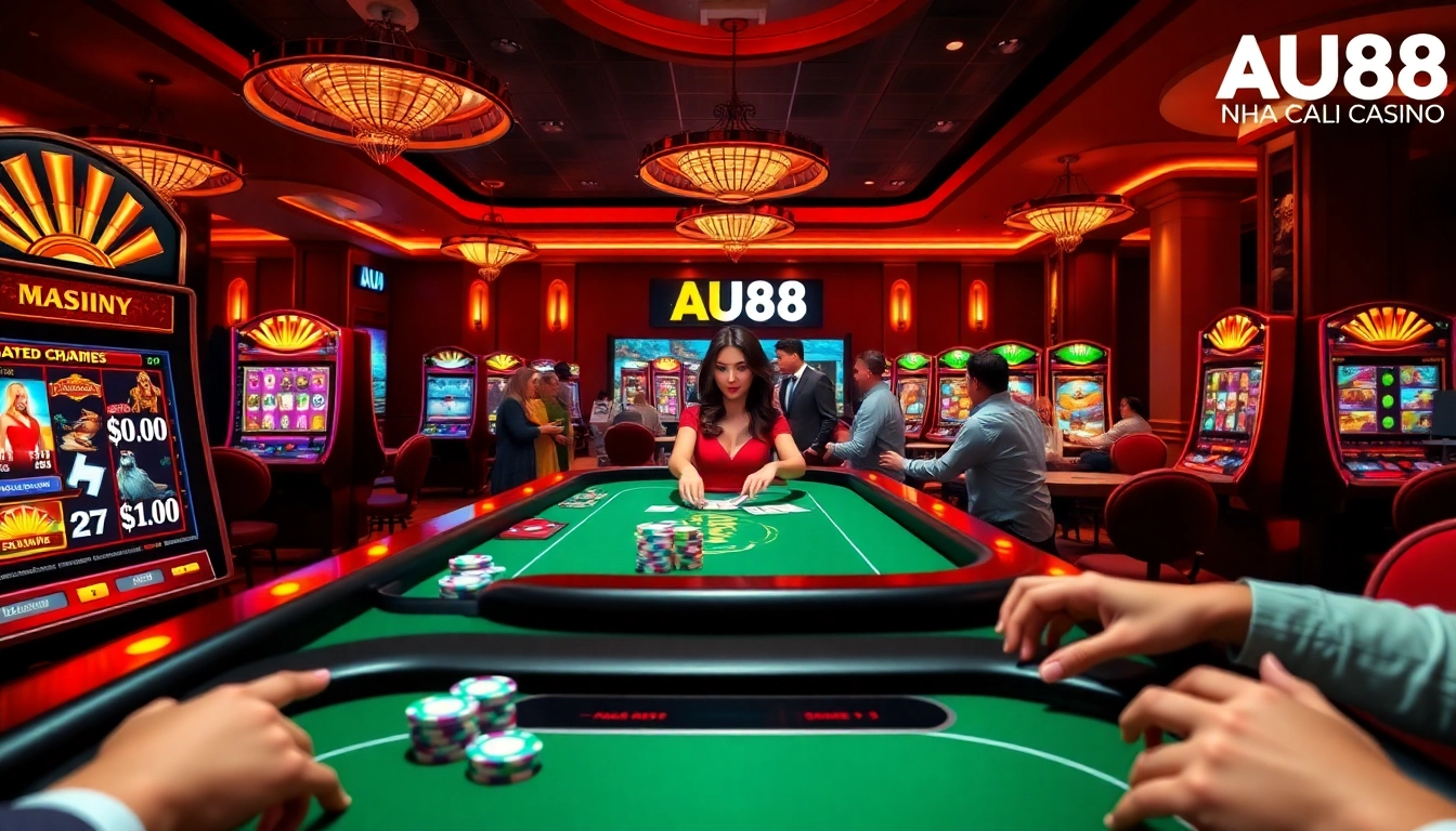 Experience the thrill of betting at Nhà cái AU88 with vibrant casino tables and engaging gameplay.