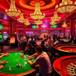 Players enjoying a thrilling poker game at GG88BZ Casino, surrounded by vibrant lights and excitement.