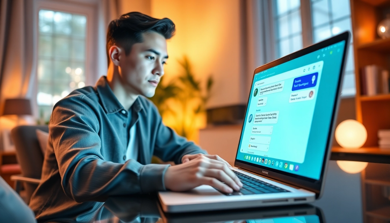 在笔记本电脑上使用 WhatsApp Web 进行消息与位置分享的生动场景，展示快连官网。