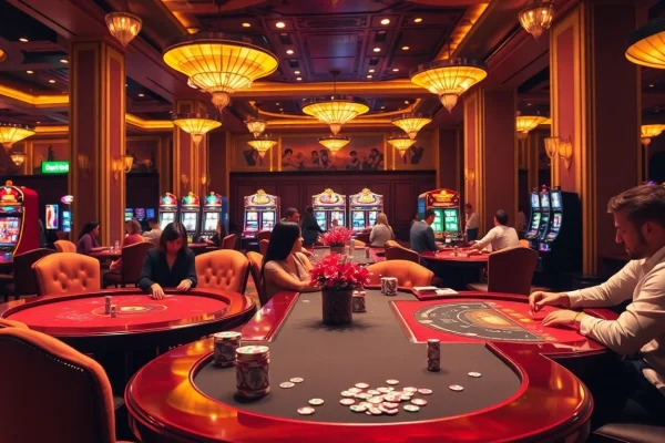 Experience vibrant casino action at https://hanoiculturetravel.com/ with thrilling players enjoying blackjack and slots.