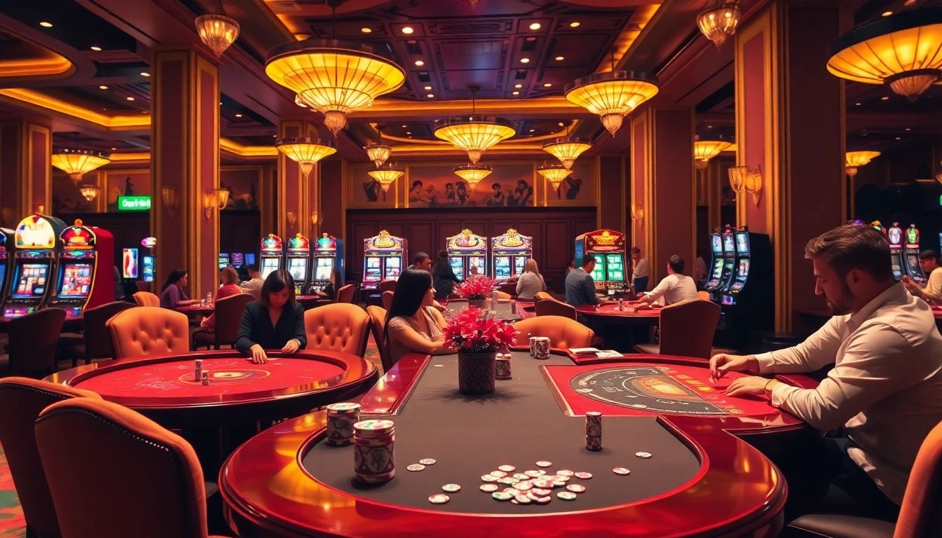 Experience vibrant casino action at https://hanoiculturetravel.com/ with thrilling players enjoying blackjack and slots.