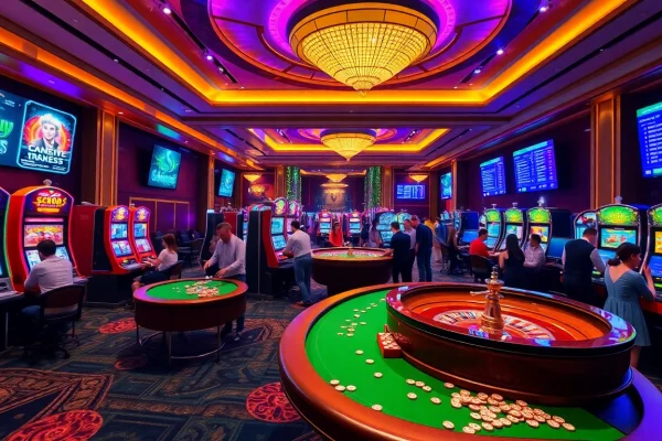 Exciting gameplay at Vua99 showcasing vibrant slot machines and engaging roulette tables.