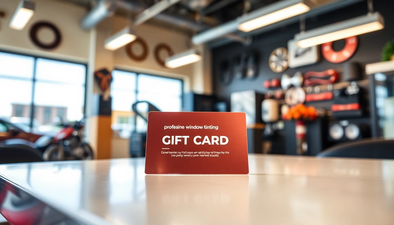 Enhance your experience with a window tint gift card, showcasing its premium design in a professional setting.