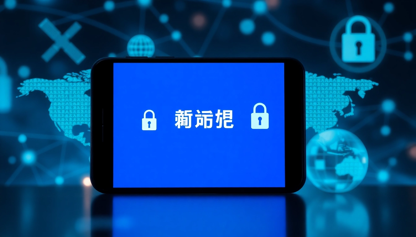 快连下载 interface showcased on a mobile device against a global connectivity background, symbolizing secure internet access.
