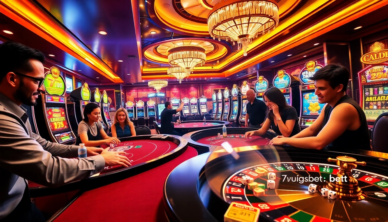 Experience thrilling gameplay at 7upbet's vibrant casino floor with dynamic poker tables and colorful chips.