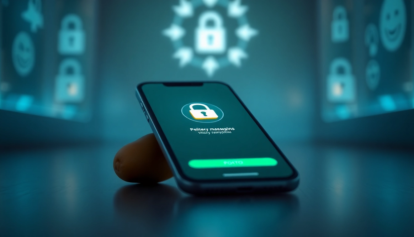 Potato secure messaging app interface emphasizing encryption and privacy features on a smartphone display.
