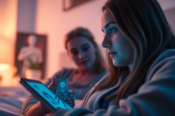 Engaging in ai sex chat within a cozy digital environment, showcasing user interaction.