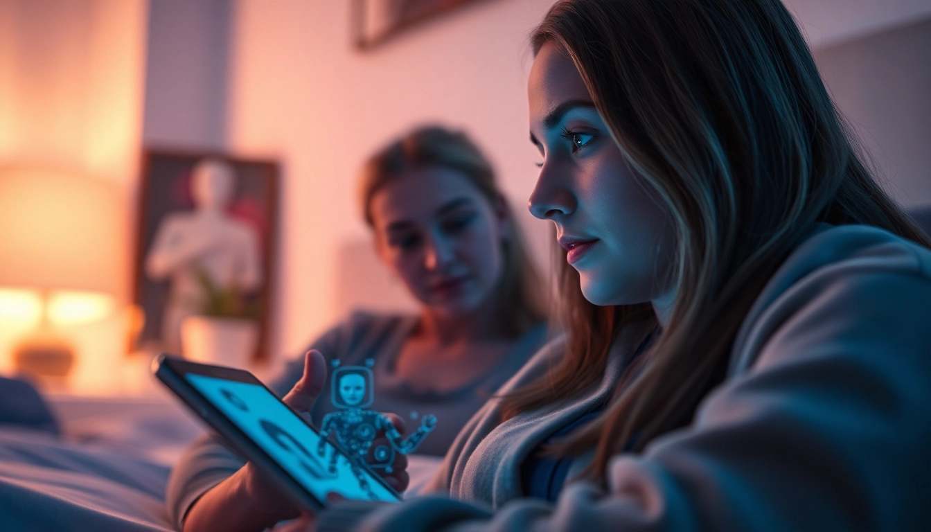 Engaging in ai sex chat within a cozy digital environment, showcasing user interaction.