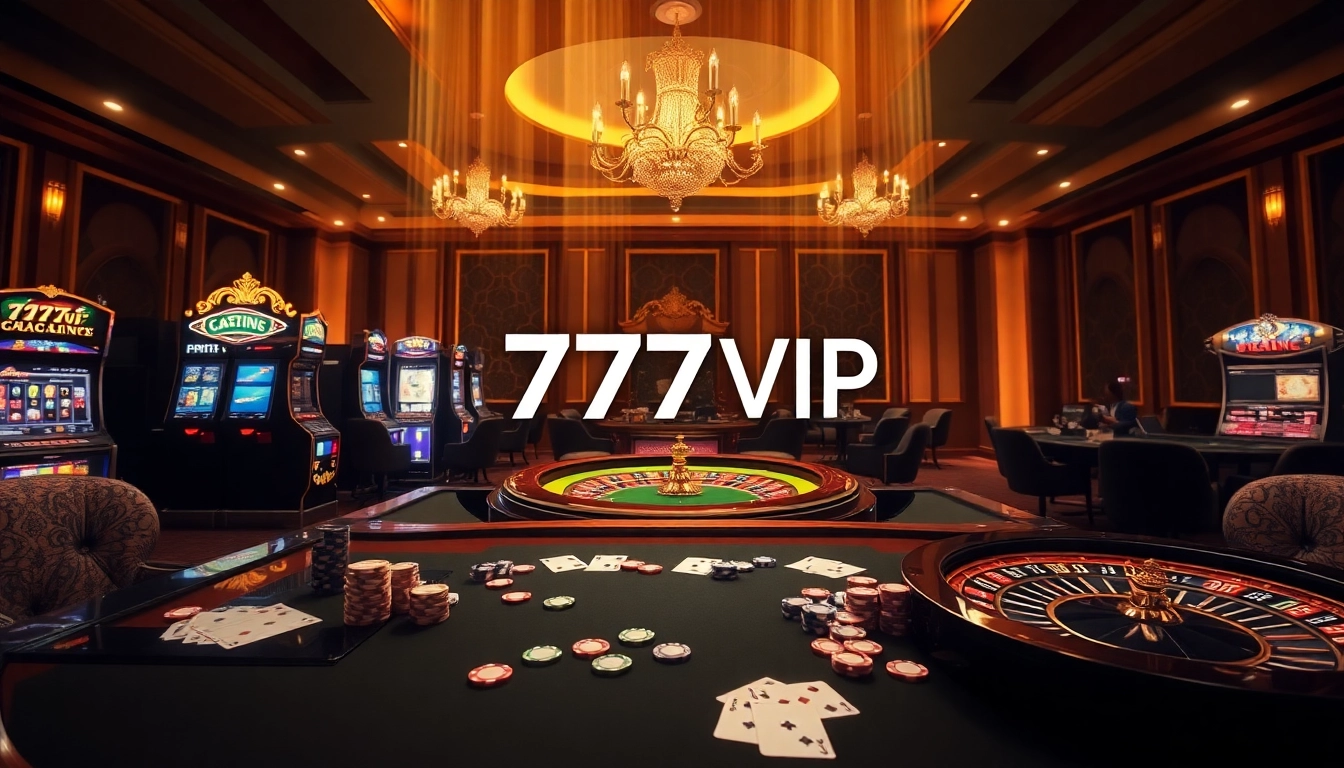 Betting chips and roulette wheel create excitement in the 777VIP online casino.