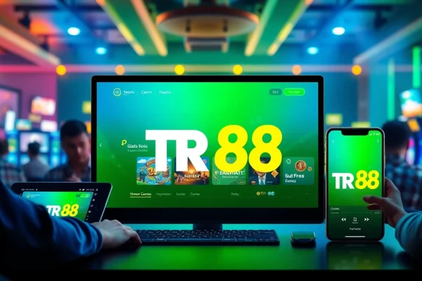 TR 88 online gaming platform interface showcasing diverse gaming options and users.