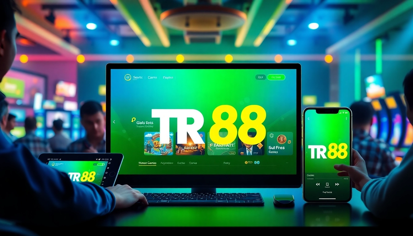 TR 88 online gaming platform interface showcasing diverse gaming options and users.